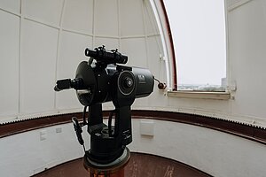 “Vecais” Meade teleskops Astronomiskajā tornī, 2017. gads. Foto: Gunta Vilka