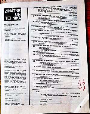 Žurnāls ar V. Grāvītim raksturīgām atzīmēm – svarīgo lappušu numuriem