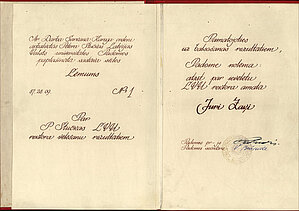 LVU Padomes lēmums par Jura Zaķa iecelšanu rektora amatā. LU Muzeja krājums