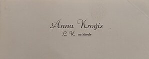 Annas Āboliņas vizītkarte pirms uzvārda maiņas. Foto: LU Muzeja Zooloģijas kolekciju krājums, ZOO1644