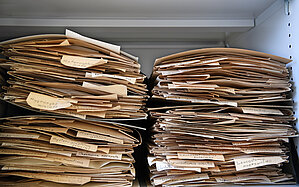 E.Vimbas herbārija mapes skapī, kurā tās tiek uzglabātas. Foto: LU Muzeja krājums, Sarmīte Livdāne 10.11.2025