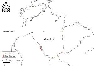 LUM Zooloģijas kolekcijās glabāto mazā zīriņa sugas paraugu ieguves vietas. Autors: Kaspars M. Molls.