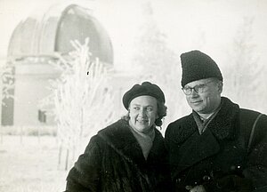 Leonids un Leonora Rozes Pulkovas observatorijā. Foto: Rožu ģimenes arhīvs