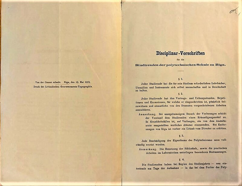 MĒNEŠA PRIEKŠMETS. Rīgas Politehnikuma studentu disciplinēšanas regula