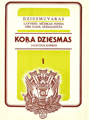 12.att. Dziesmu grāmata “Dziesmuvaras latviešu mūzikas fonda 1988. gadā godalgotās kora dziesmas jauktajiem koriem”, 1. Numurs, 1991. gads. Foto: LU Muzeja krājums, LUM3110