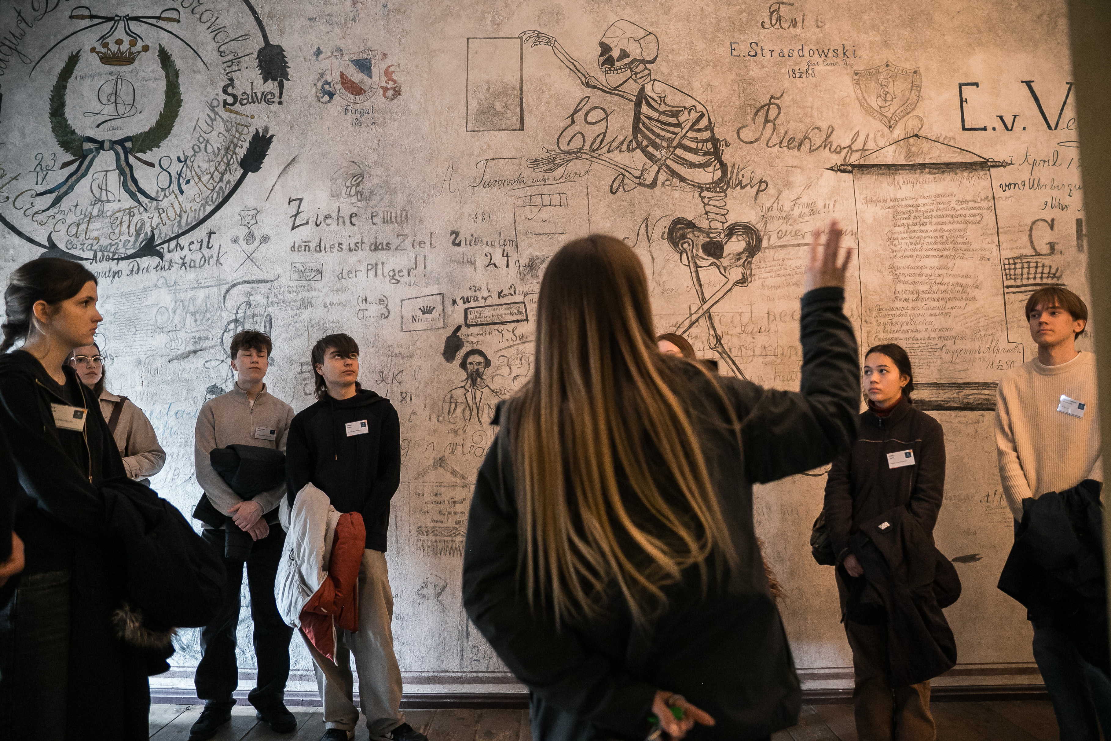 Eksursija ēnu dienas ietvaros LU galvenās ēkas Lielajā aulā. Foto: T. Grīnbergs